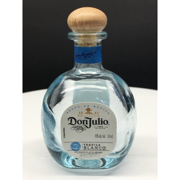 Don Julio Blanco Tequila Bottle Empty 50 mL Blue Round Glass with Wood Cork - Picture 1 of 12